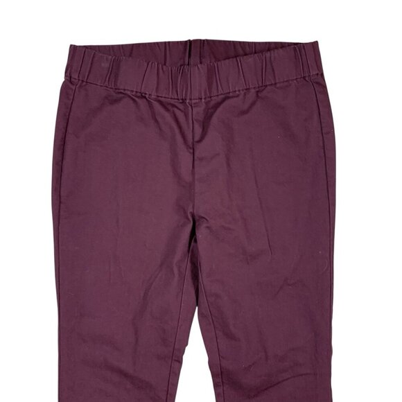 Soft Surroundings Pull On Ankle Pants PM Burgundy Stretch Slim Fit Buttons - Picture 2 of 6